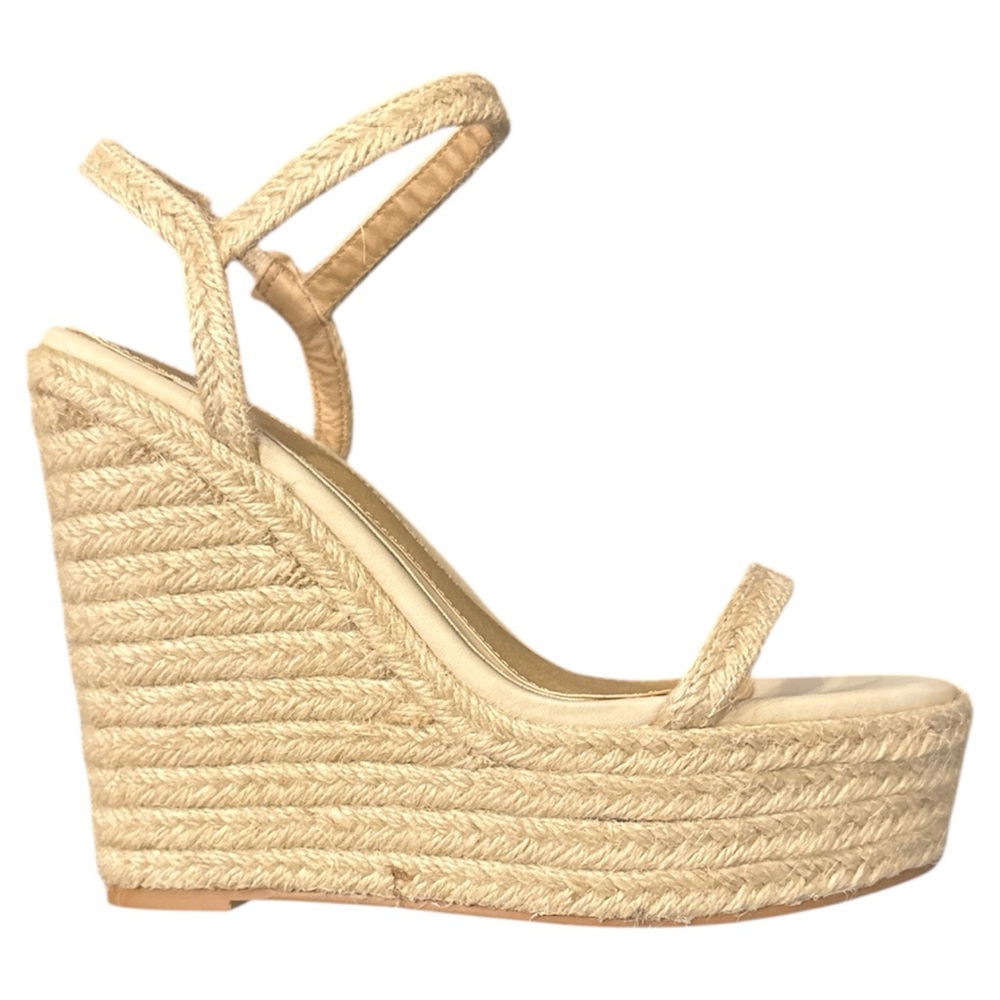 Missguided Cream Woven Wedges